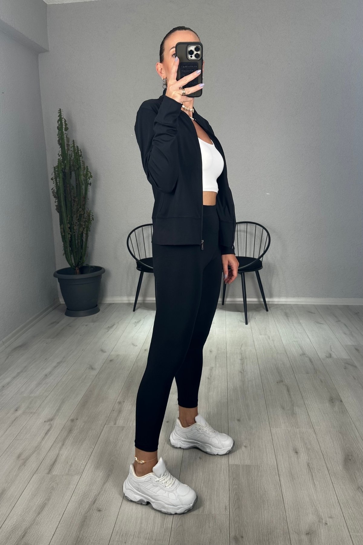 Oysh Fermuarlı Sweat Tayt Takım 