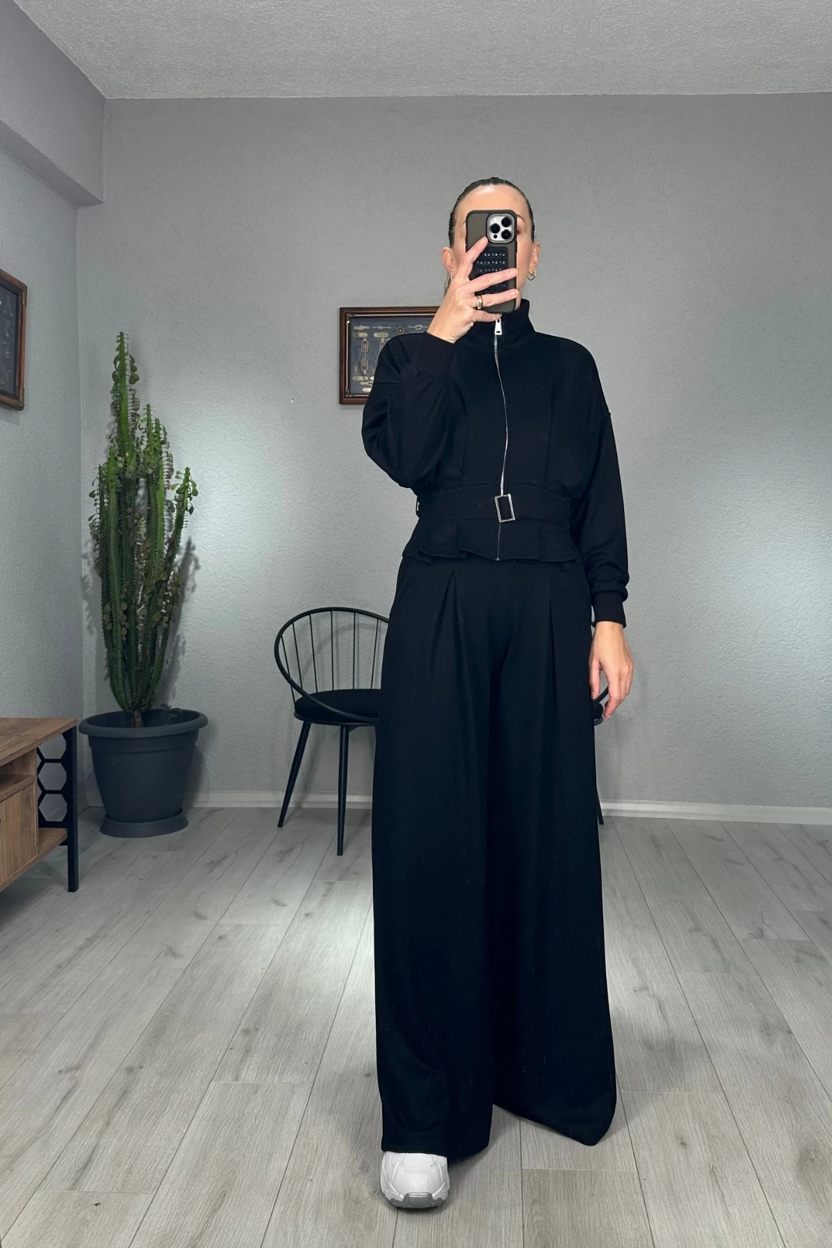 Modal Kemerli Ceketli Pantolon Takım 