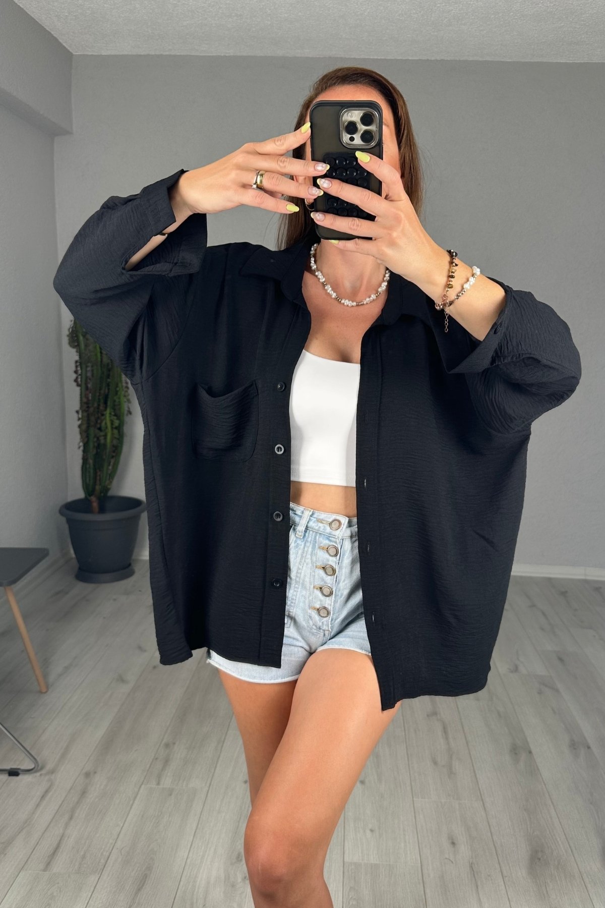 Ayrobin Oversize Cepli Gömlek