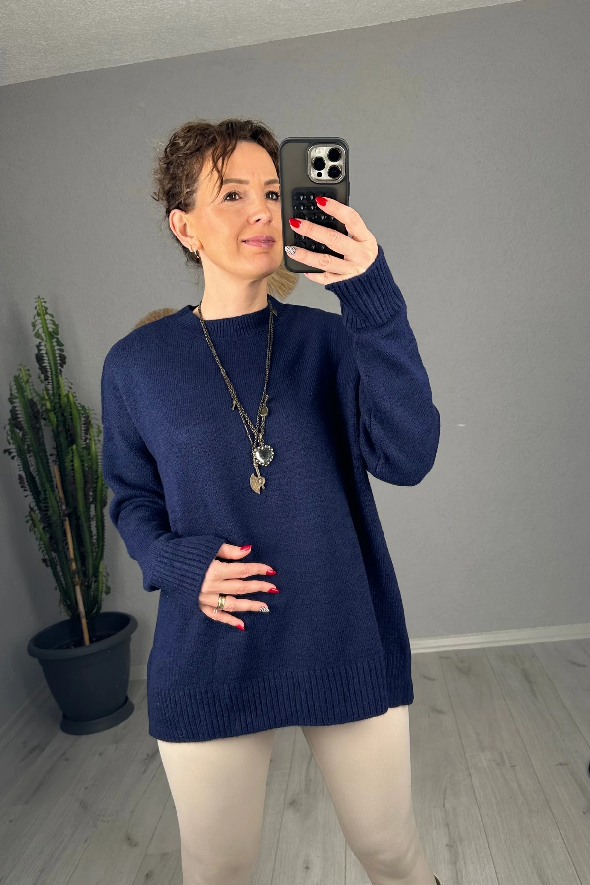 Oversize Bisiklet Yaka Triko Kazak