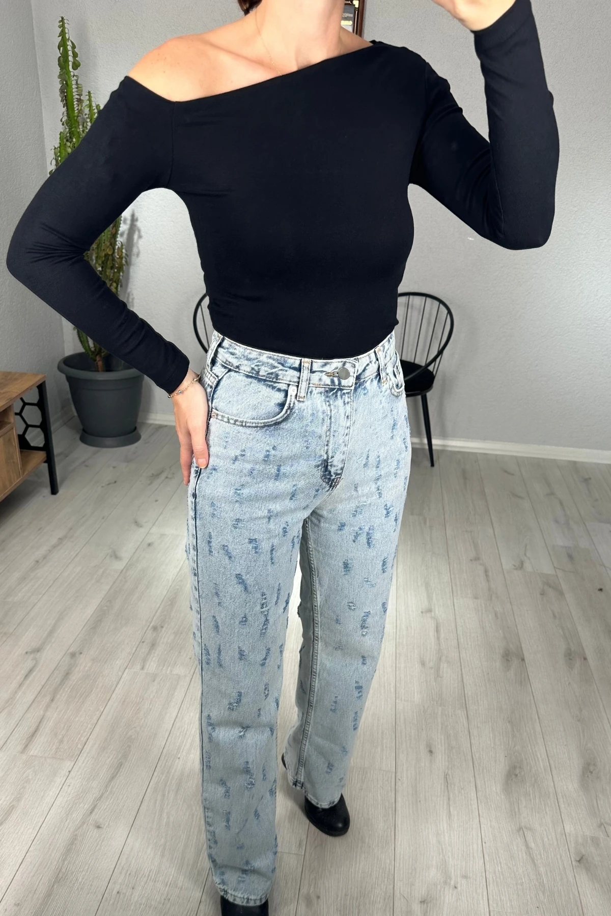 Modal Tek Omuz Uzun Kollu Body 