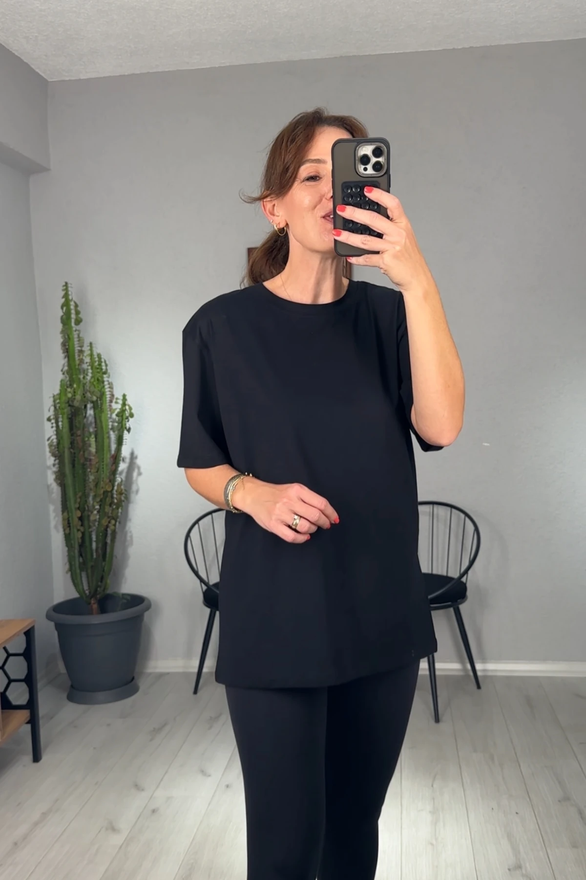 Pamuklu Oversize Basic Tişört 