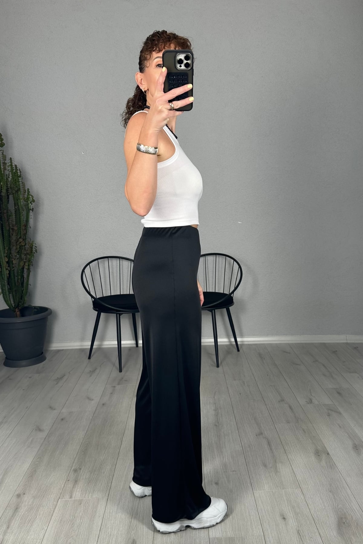 Saten Örme Likralı Palazzo Pantolon 