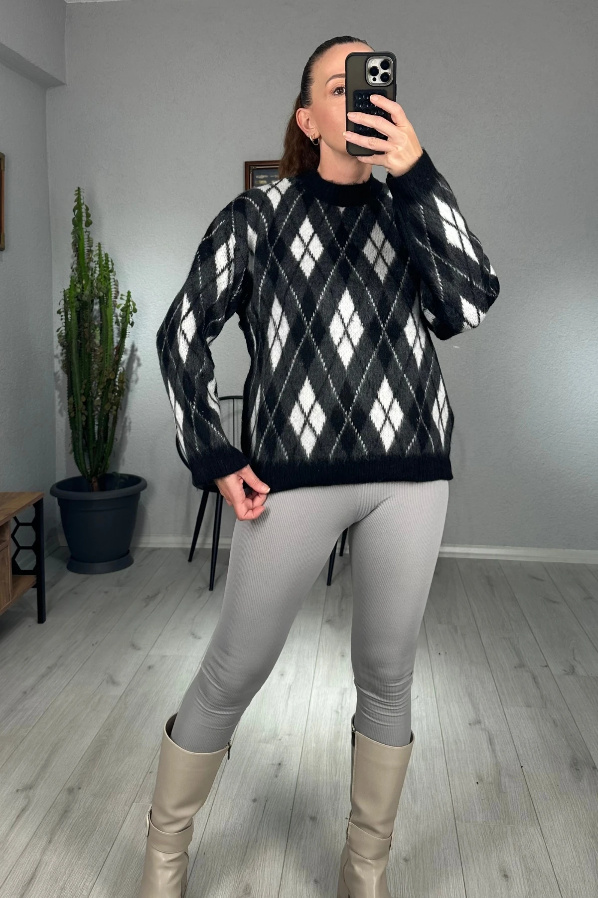 Baklava Desen Triko Kazak 