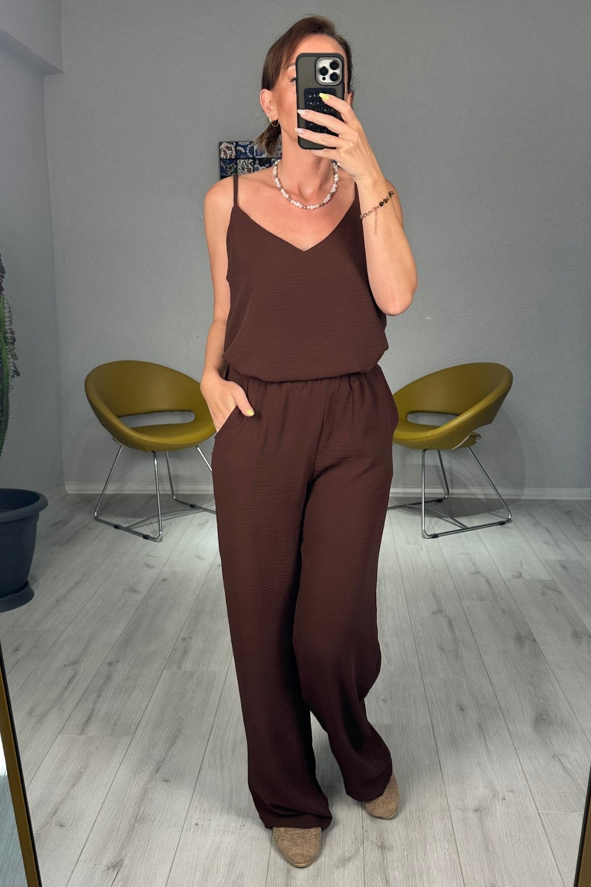 İp Askılı Ayrobin Takım - kahverengi