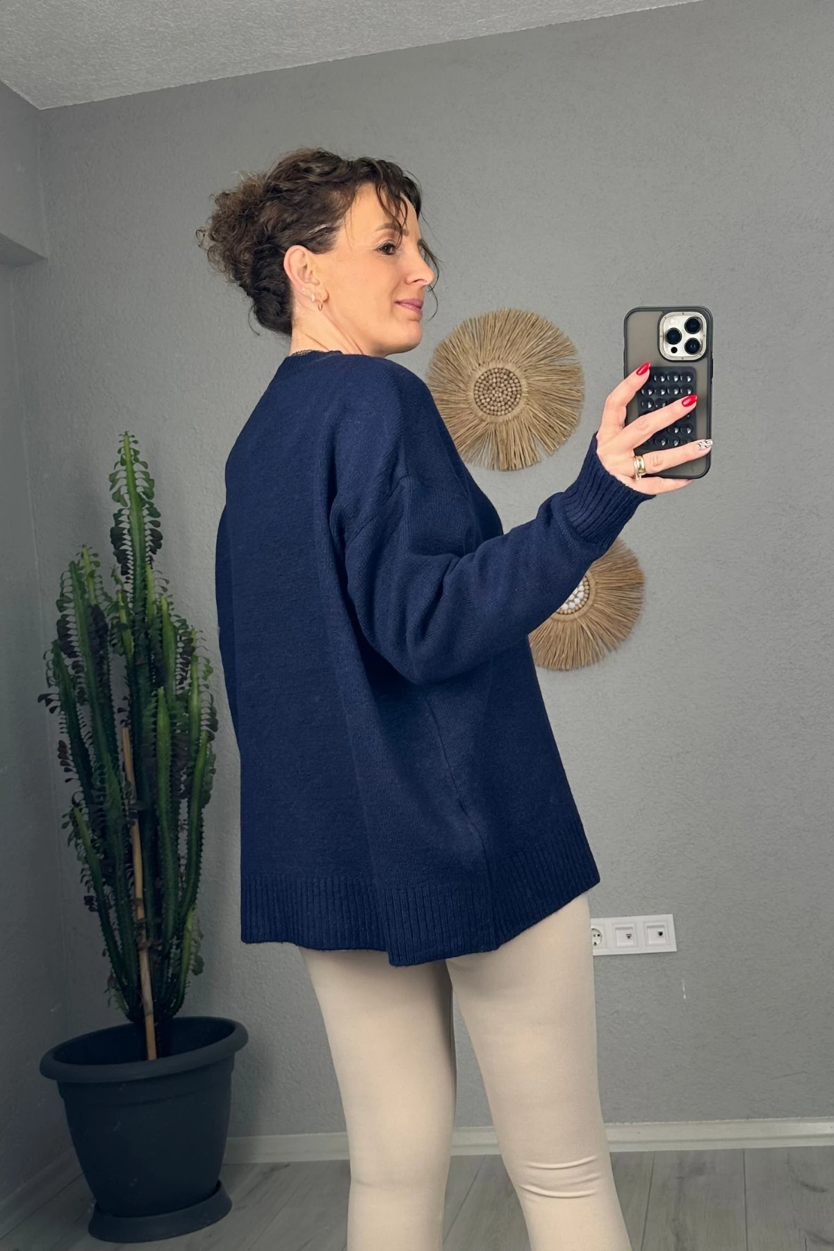 Oversize Bisiklet Yaka Triko Kazak