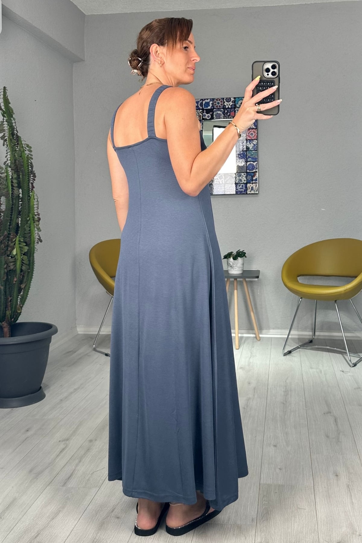 Modal Kumaş Lastik Askılı Elbise