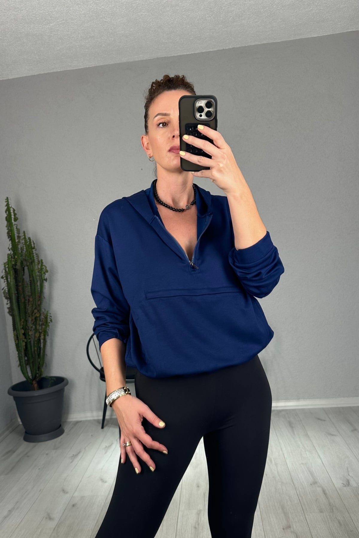 Modal Kanguru Cepli Sweatshirt - lacivert