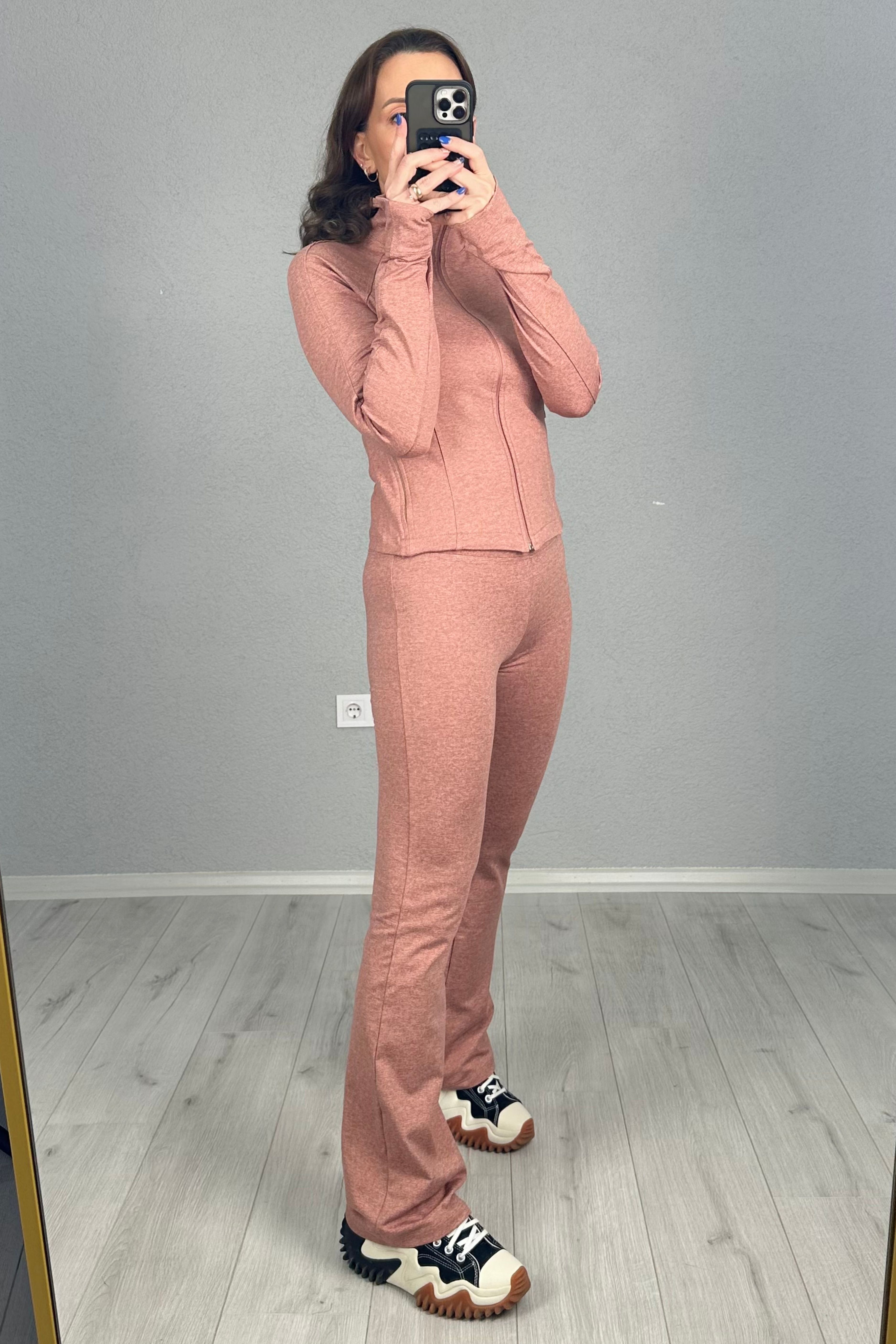 Rose Oysh İspanyol Tayt Ve Sweatshirt Takım  - gül kurusu