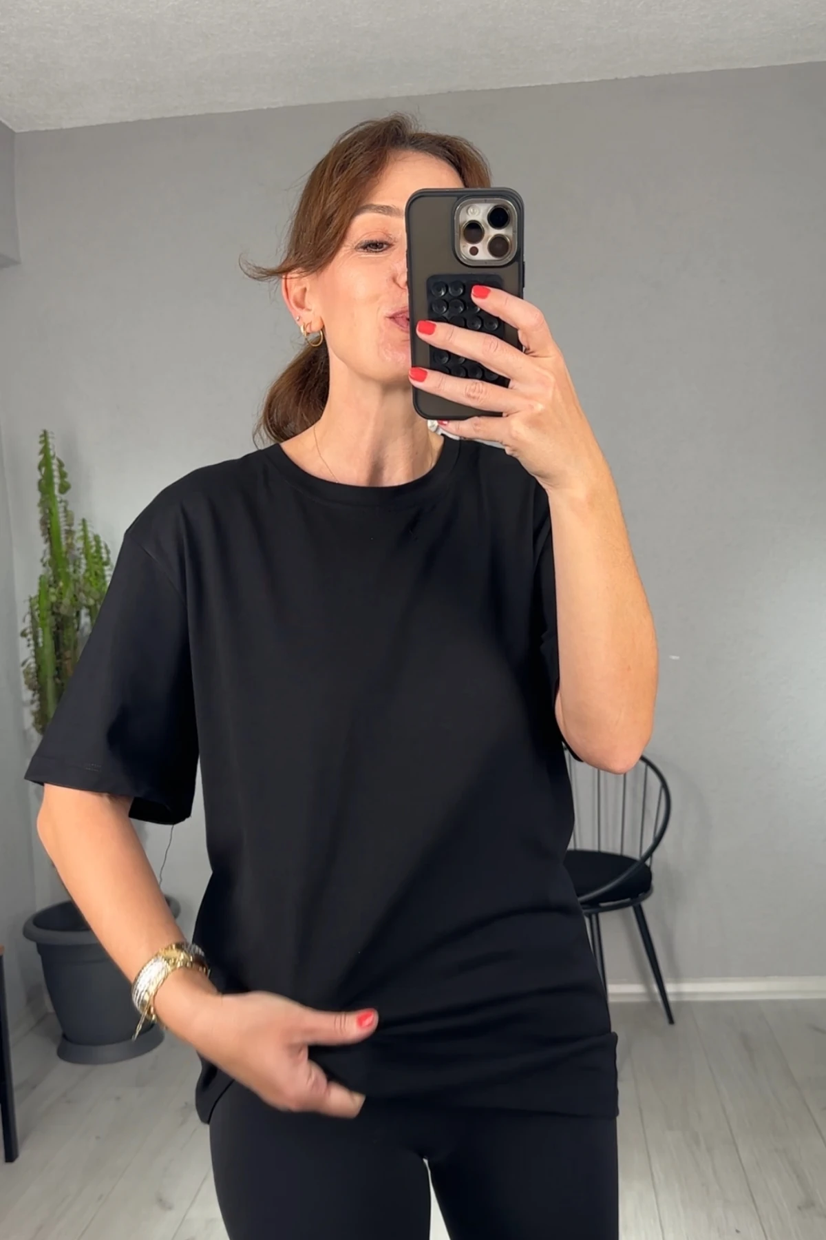 Pamuklu Oversize Basic Tişört 