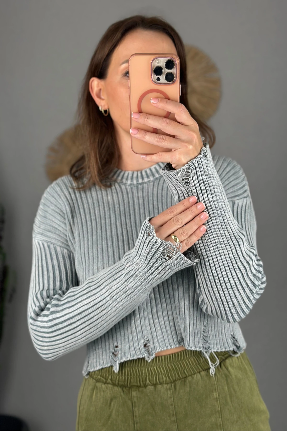 Bisiklet Yaka Yıkamalı Triko Kazak