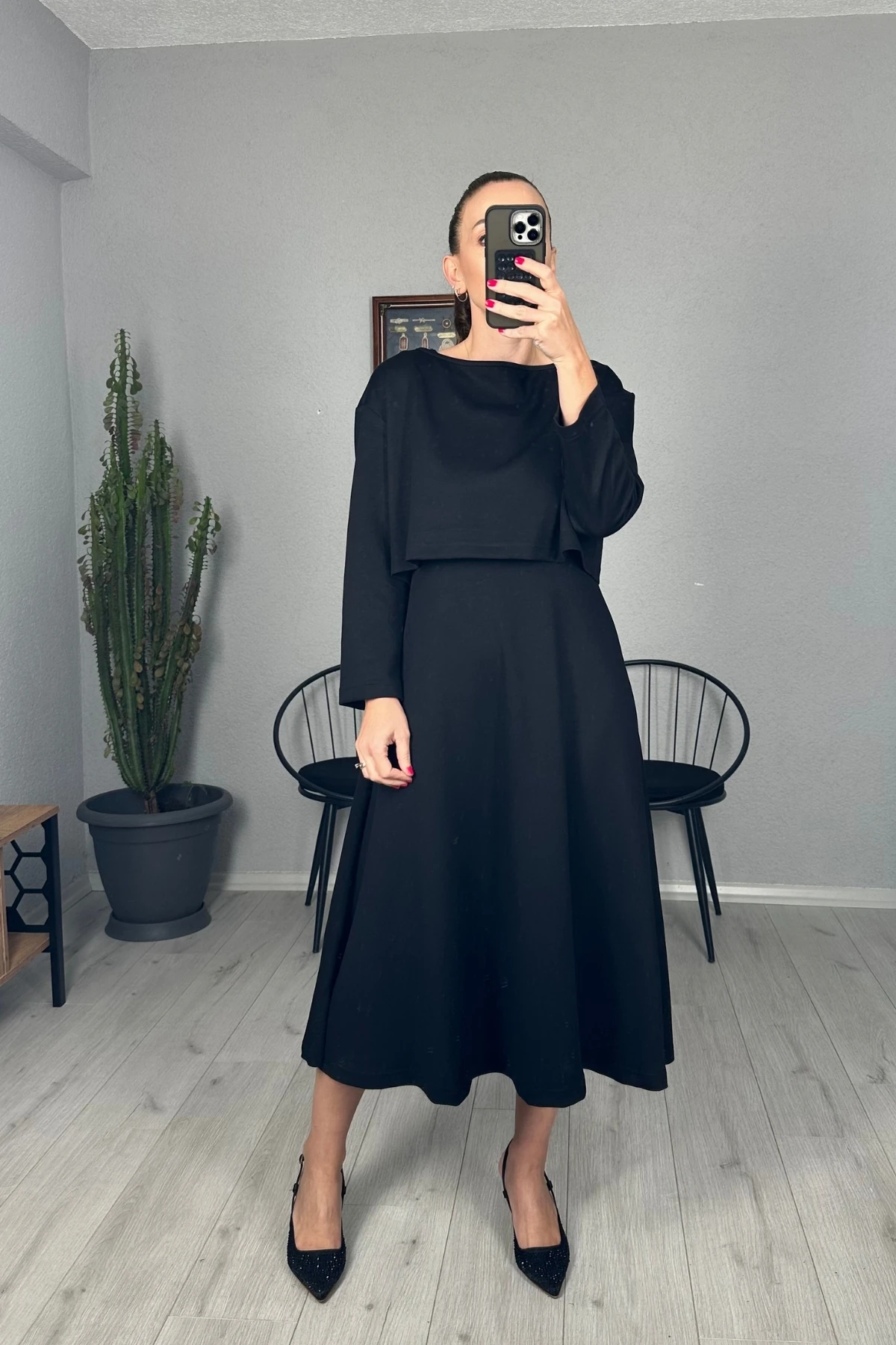 Askılı Elbise Crop Takım