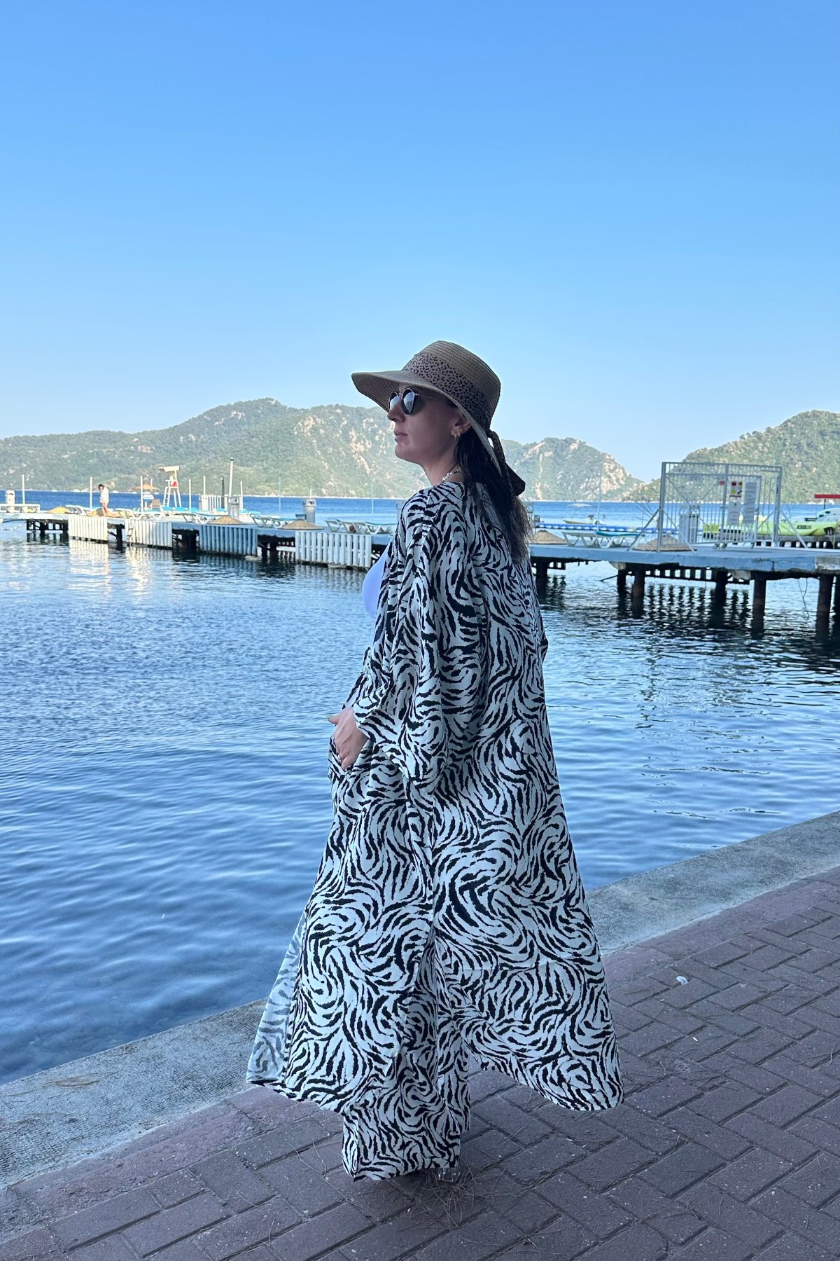 Desenli Kimono Pantolon Takım 
