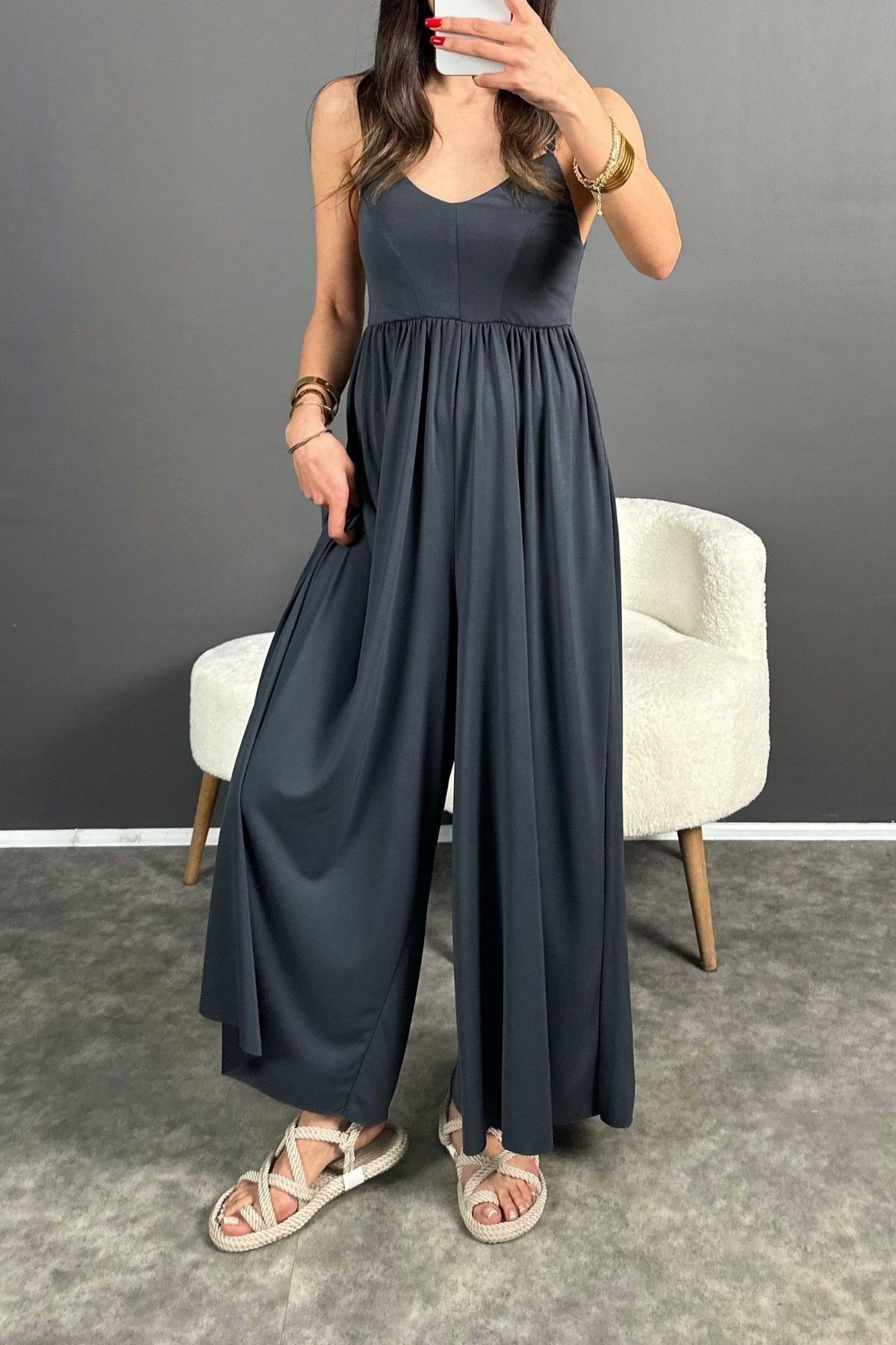 Modal Kumaş İp Askılı Tulum 