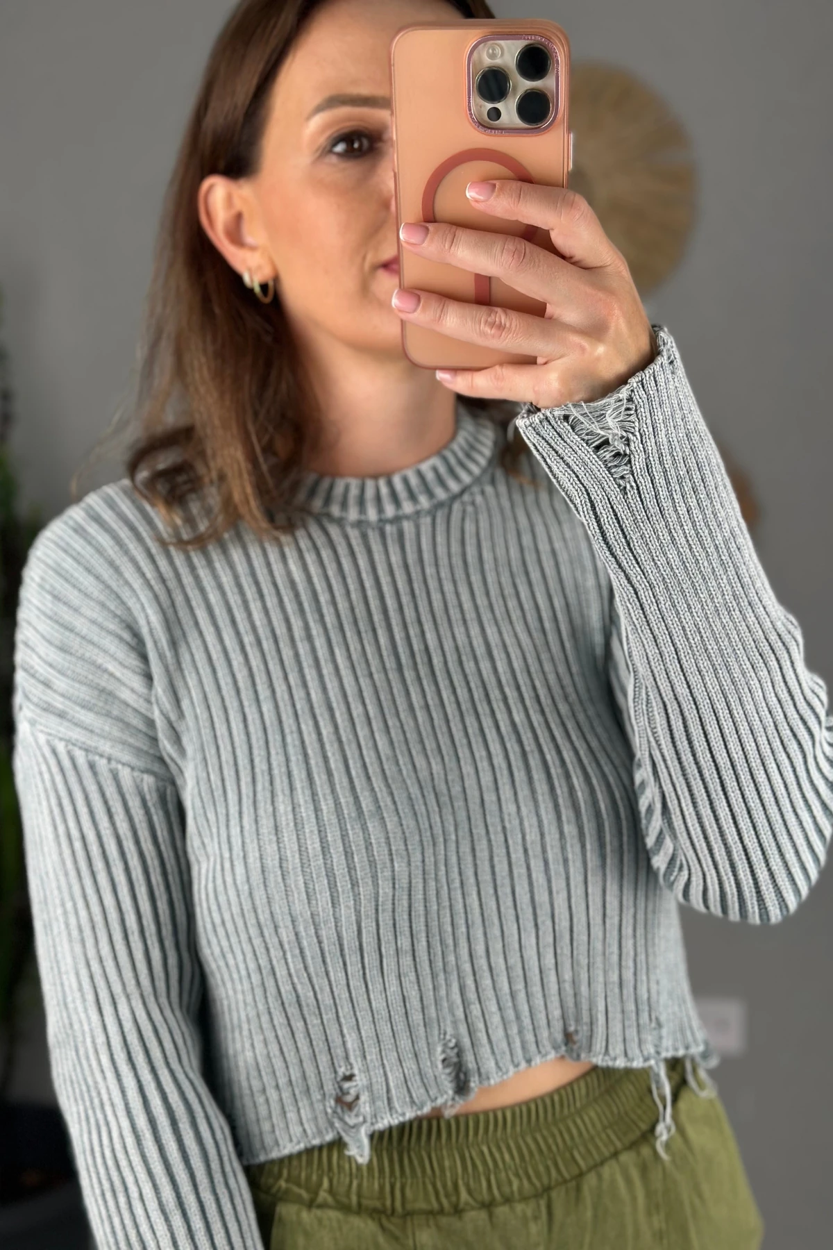 Bisiklet Yaka Yıkamalı Triko Kazak