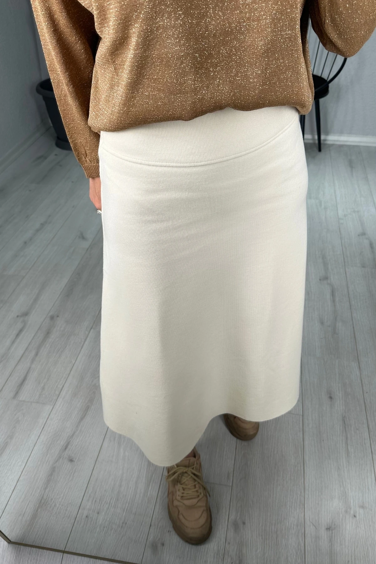 ZRA Selanik Kumaş Bel Korsajlı Etek 