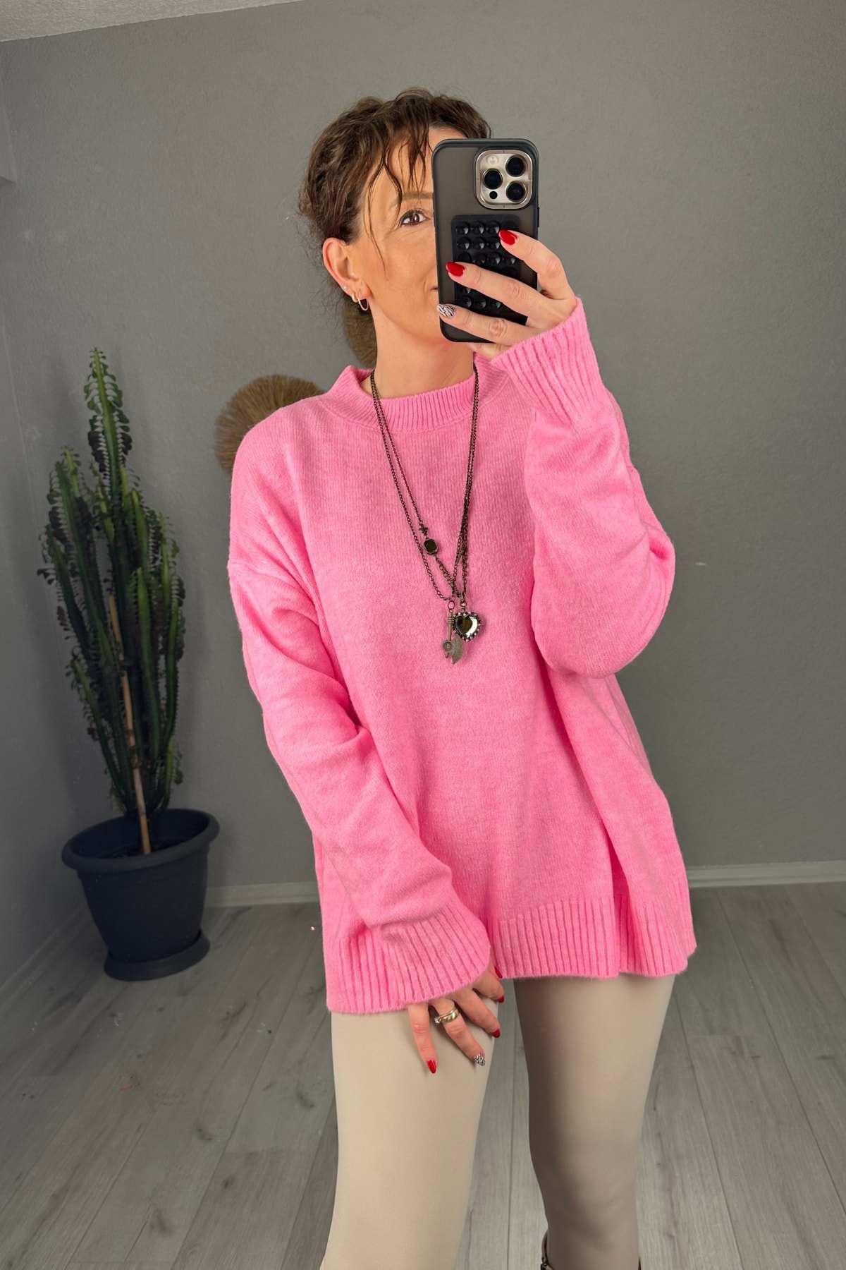 Oversize Bisiklet Yaka Triko Kazak