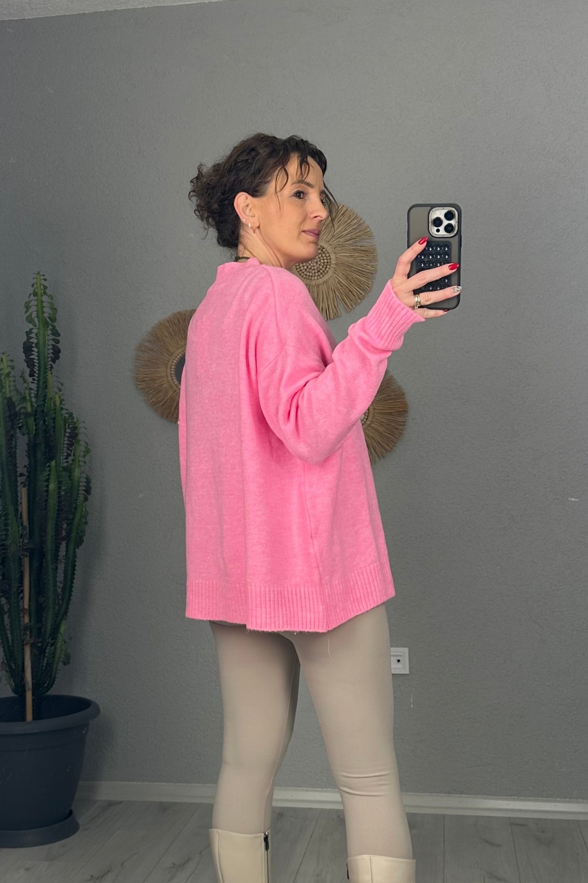 Oversize Bisiklet Yaka Triko Kazak