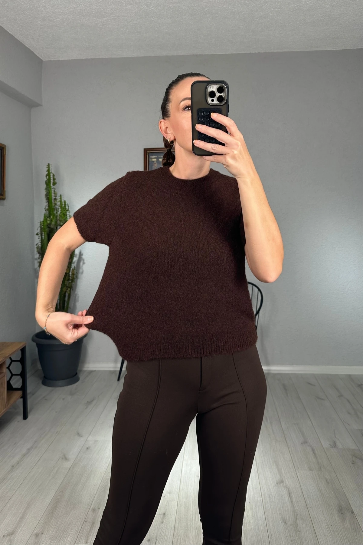 Massi Kısa Kol Crop Kazak 