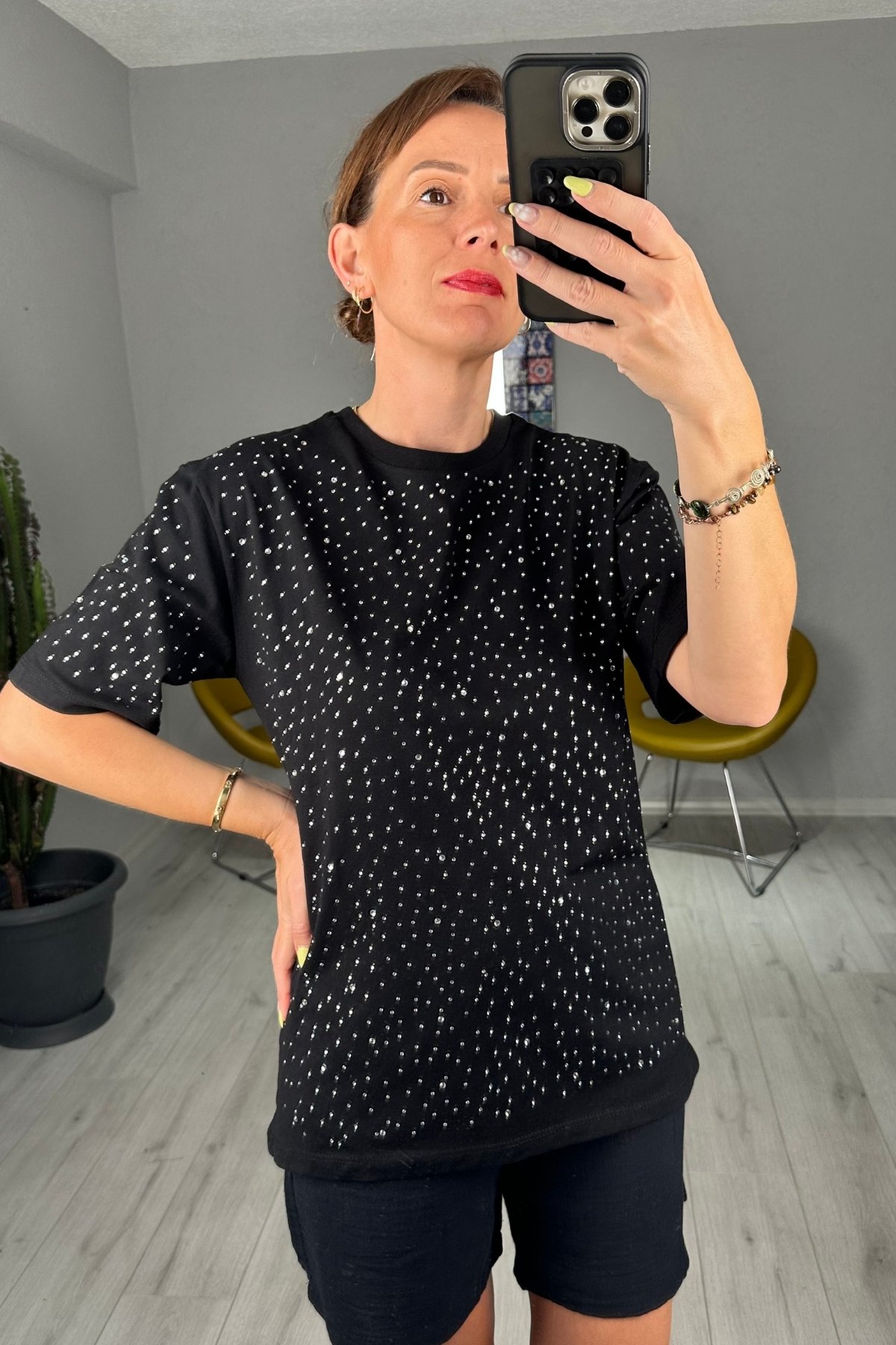 Taş İşlemeli Basic Tişört