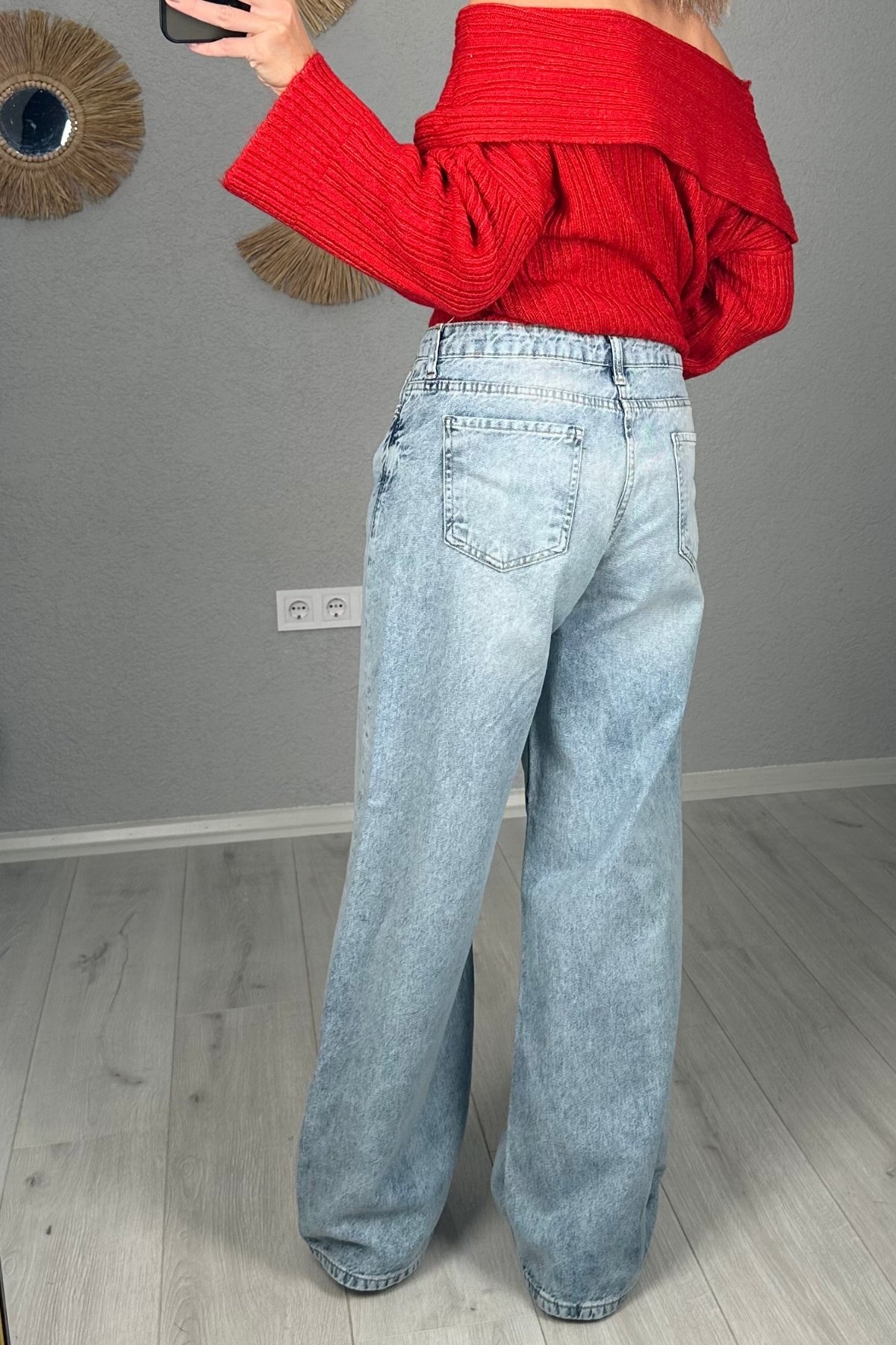 Baggy Bol Kesim Dikiş Detaylı Denim Jeans