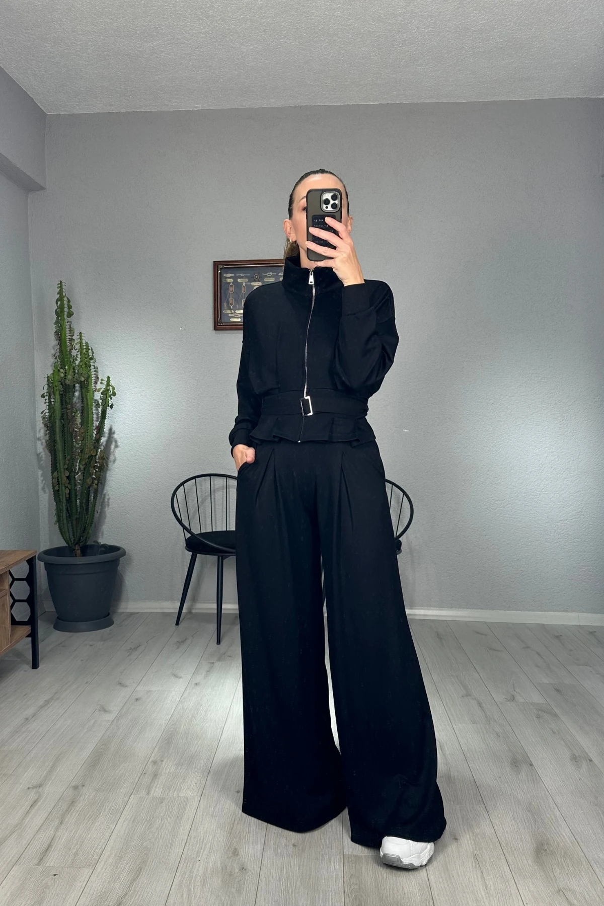 Modal Kemerli Ceketli Pantolon Takım 