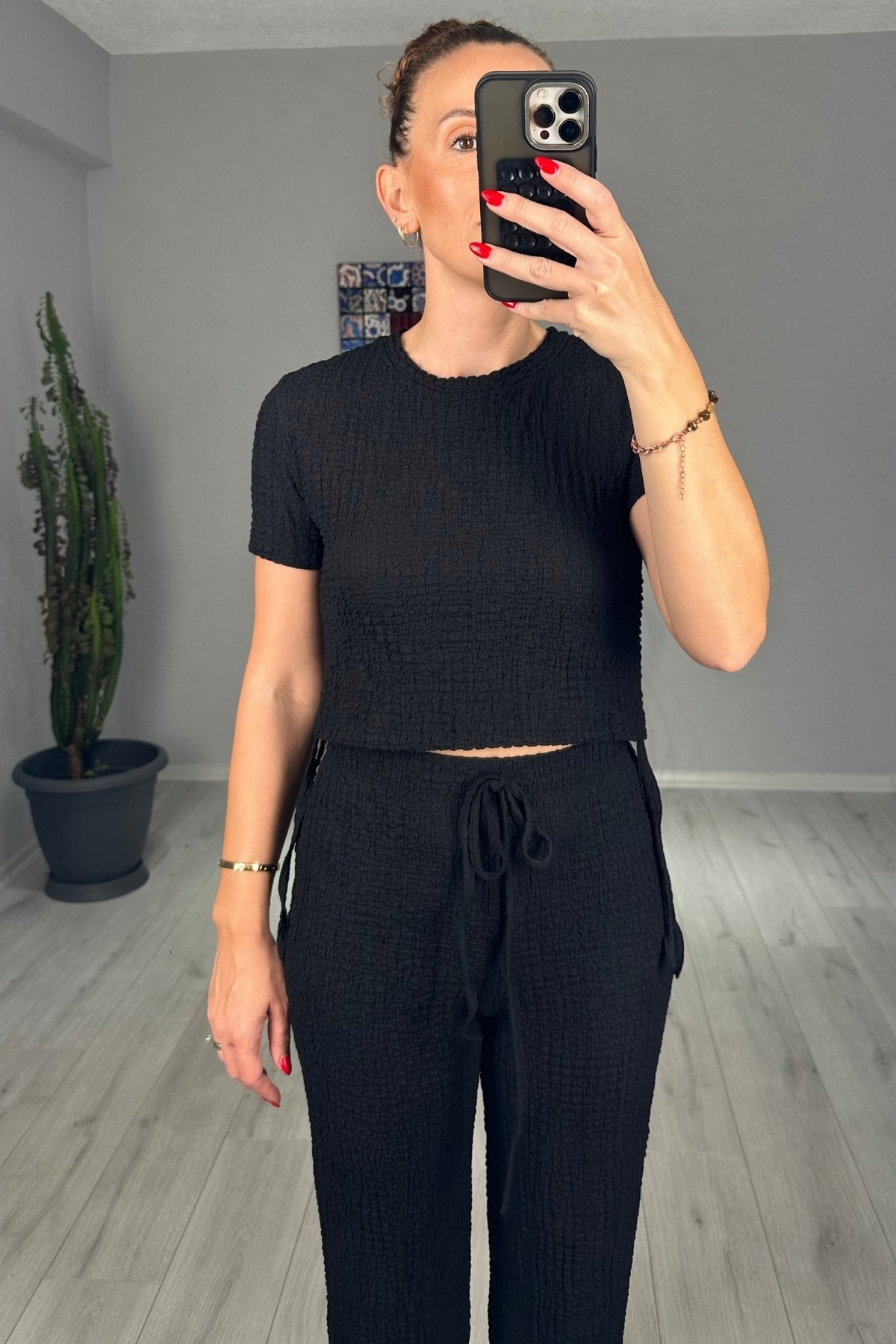 Bubble Crop Pantolon Takım