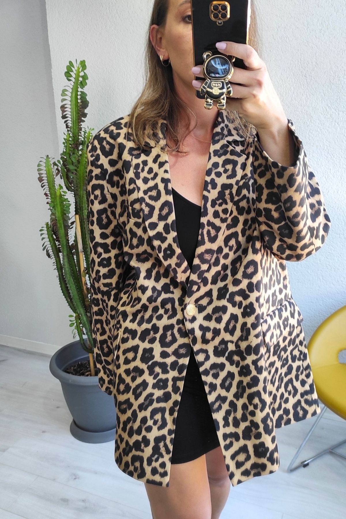 Premium Kalite Oversize Leopar Ceket 