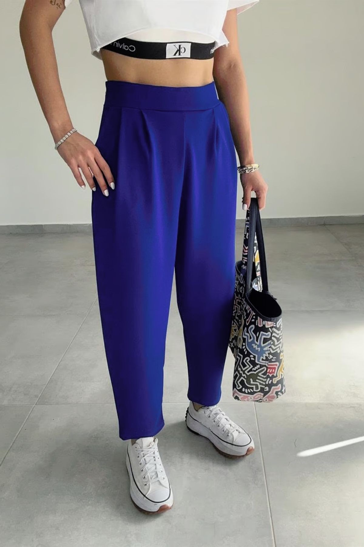 Harem Model Likralı Balon Pantolon