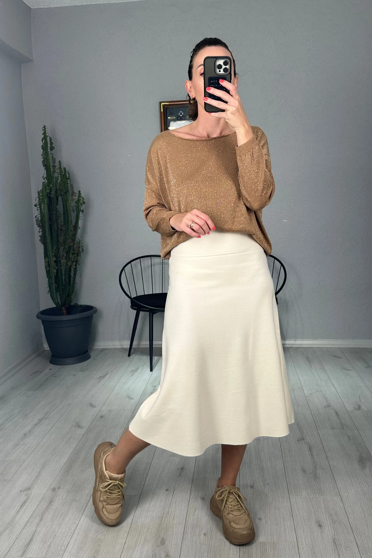 ZRA Selanik Kumaş Bel Korsajlı Etek 