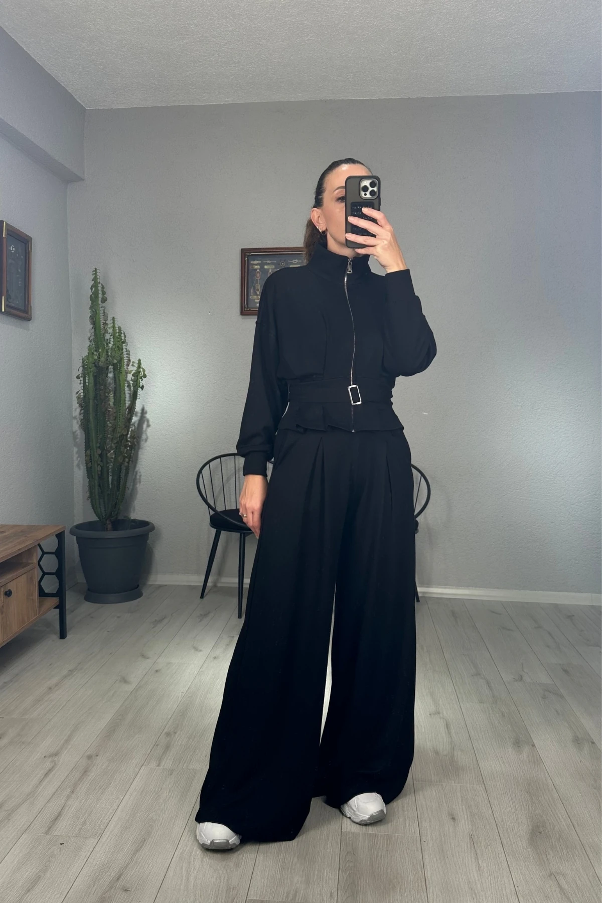 Modal Kemerli Ceketli Pantolon Takım 