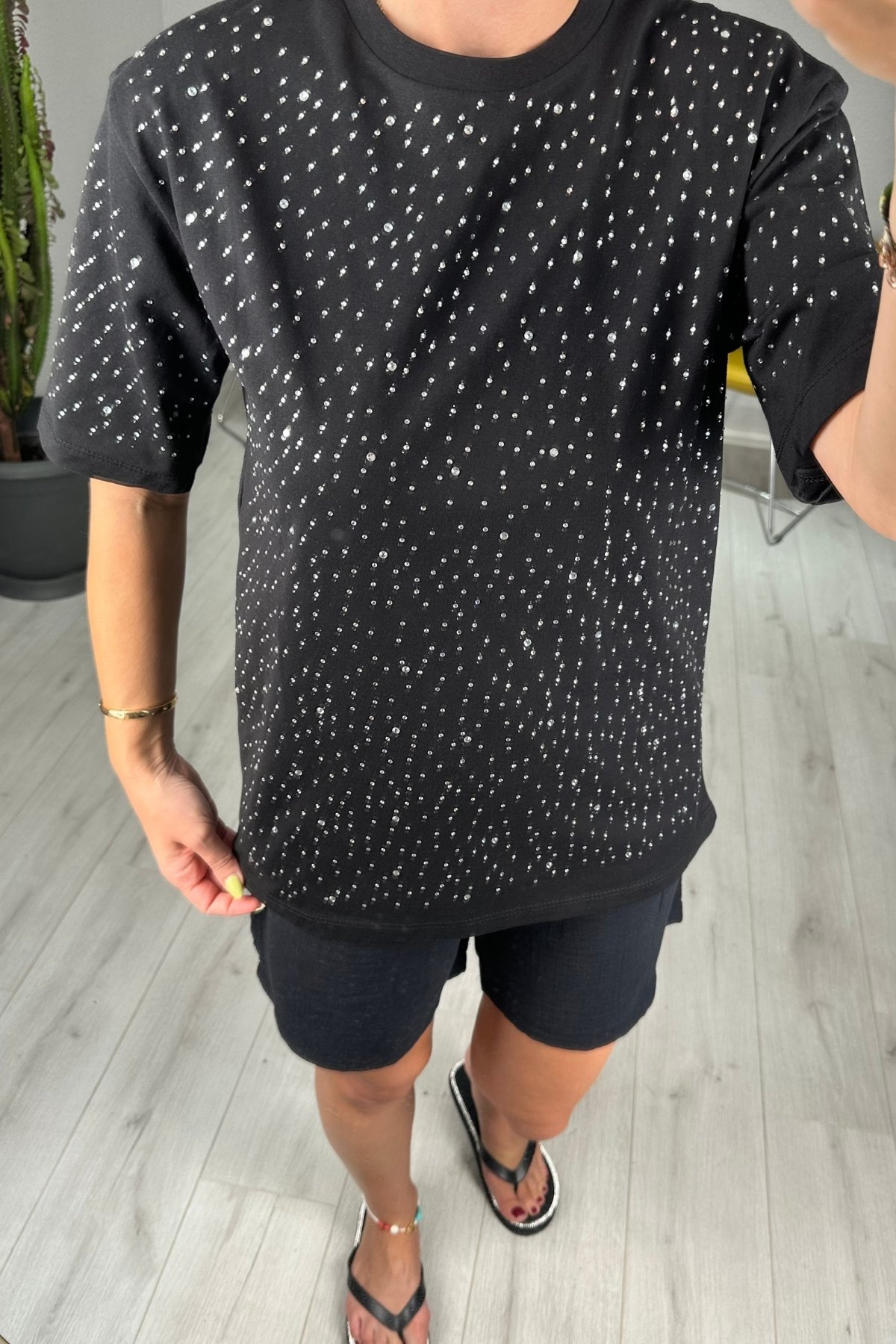 Taş İşlemeli Basic Tişört
