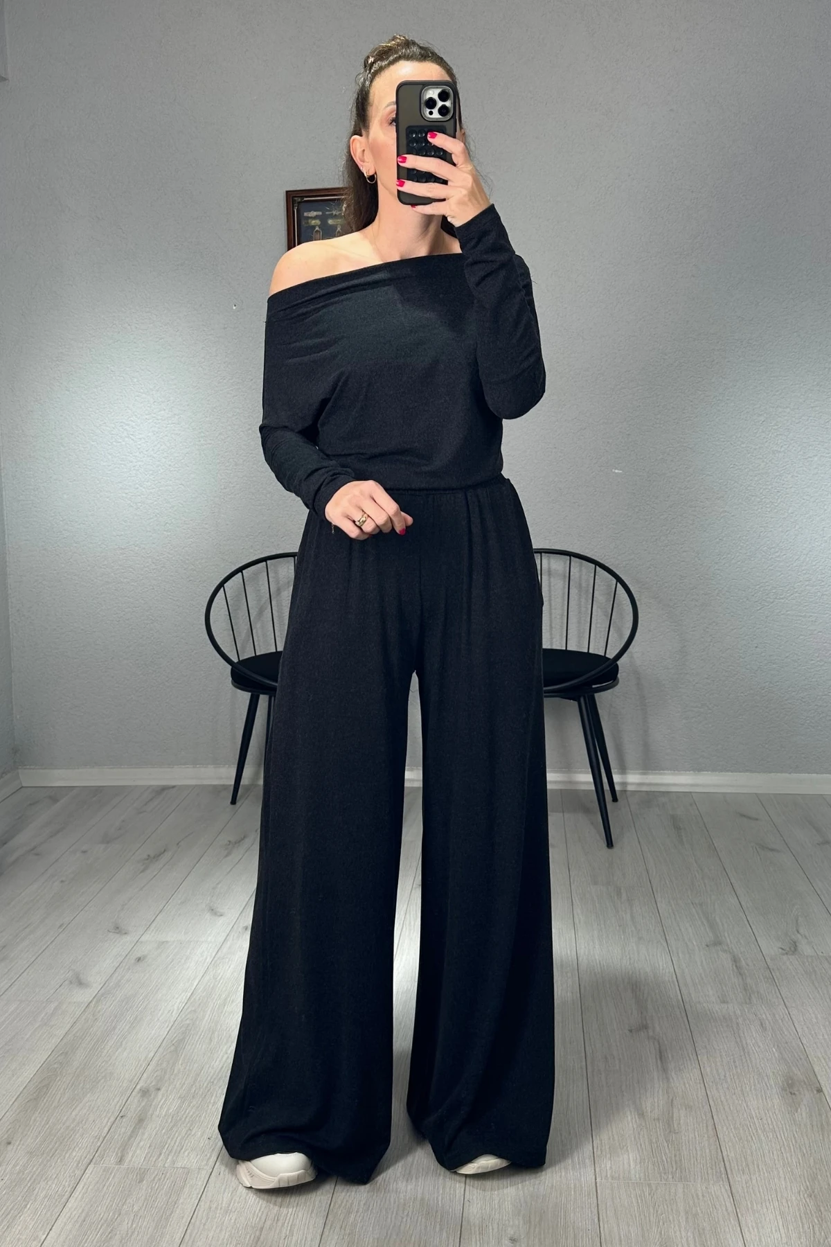 Kayık Yaka Bluz Pantolon Takım