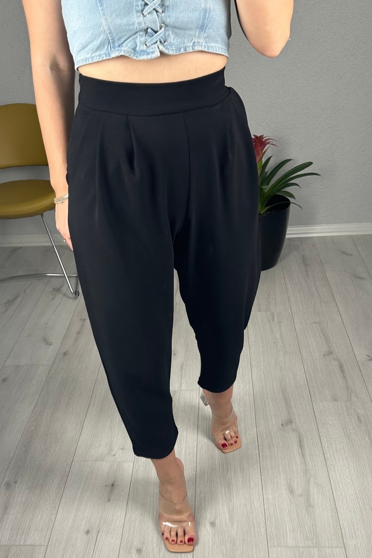 Harem Model Likralı Balon Pantolon