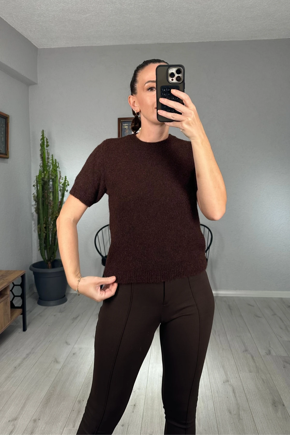 Massi Kısa Kol Crop Kazak 