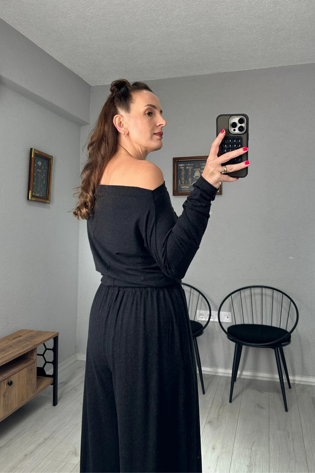 Kayık Yaka Bluz Pantolon Takım