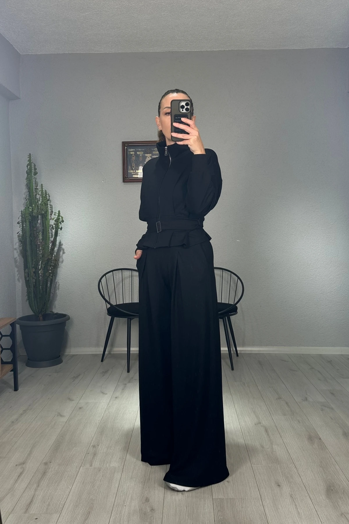 Modal Kemerli Ceketli Pantolon Takım 