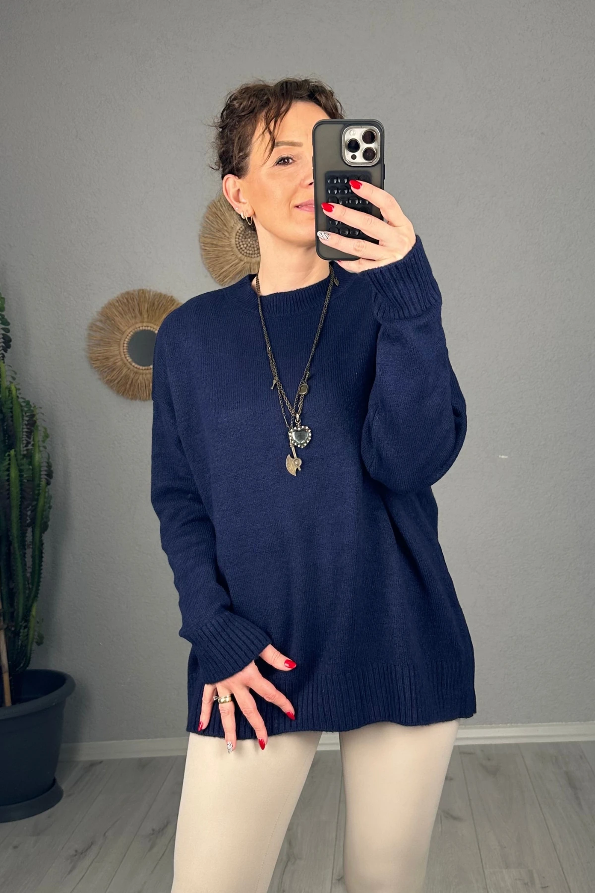 Oversize Bisiklet Yaka Triko Kazak