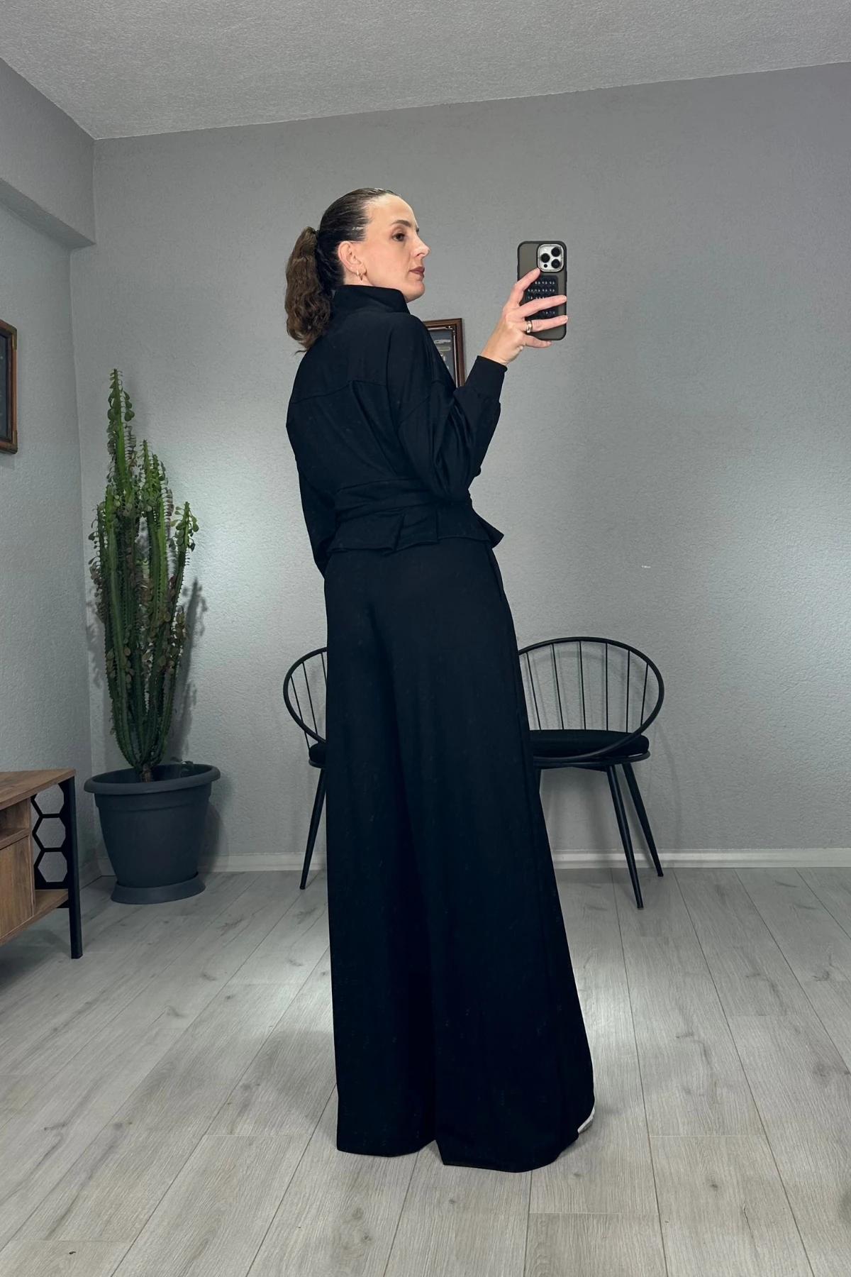 Modal Kemerli Ceketli Pantolon Takım 