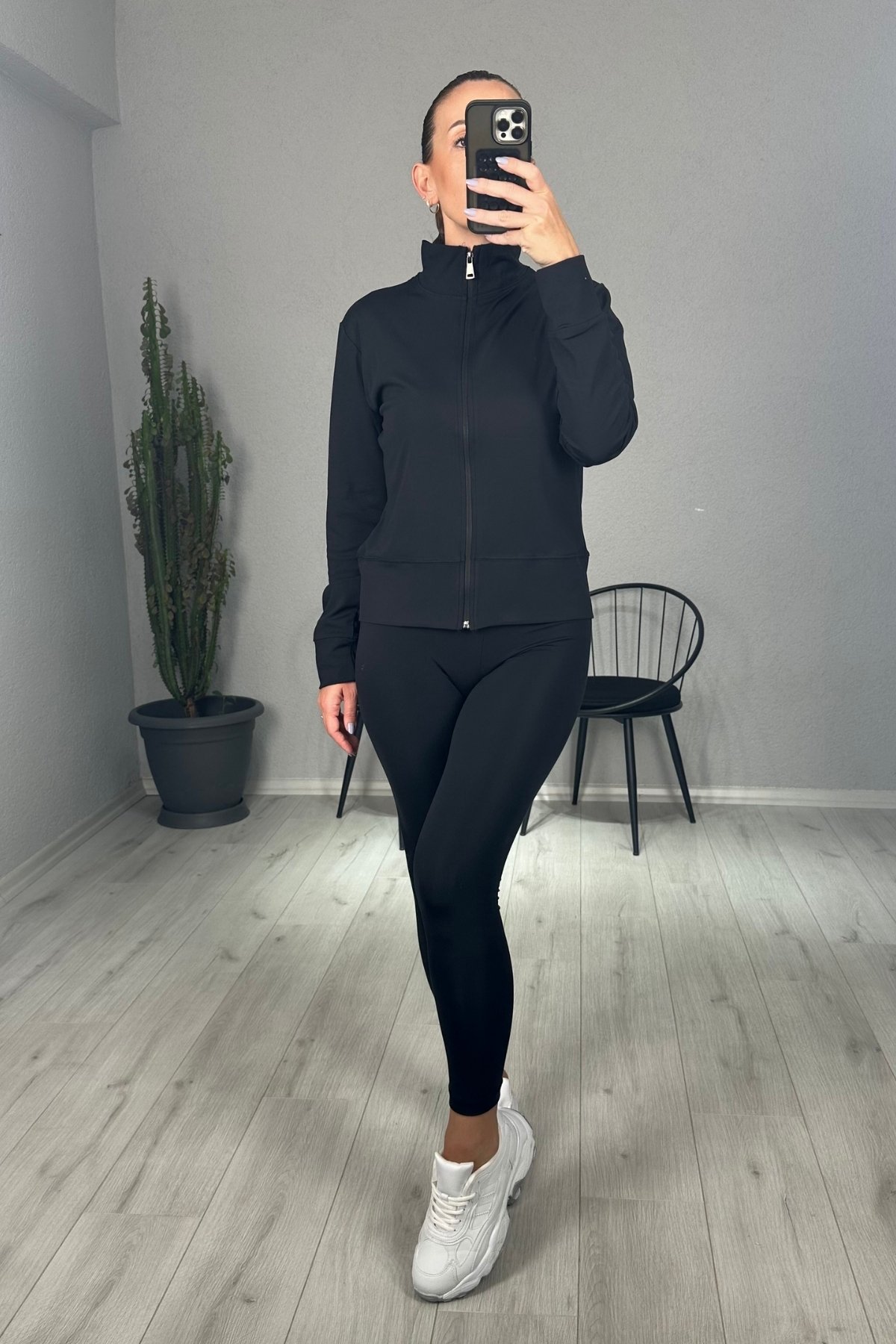 Oysh Fermuarlı Sweat Tayt Takım 