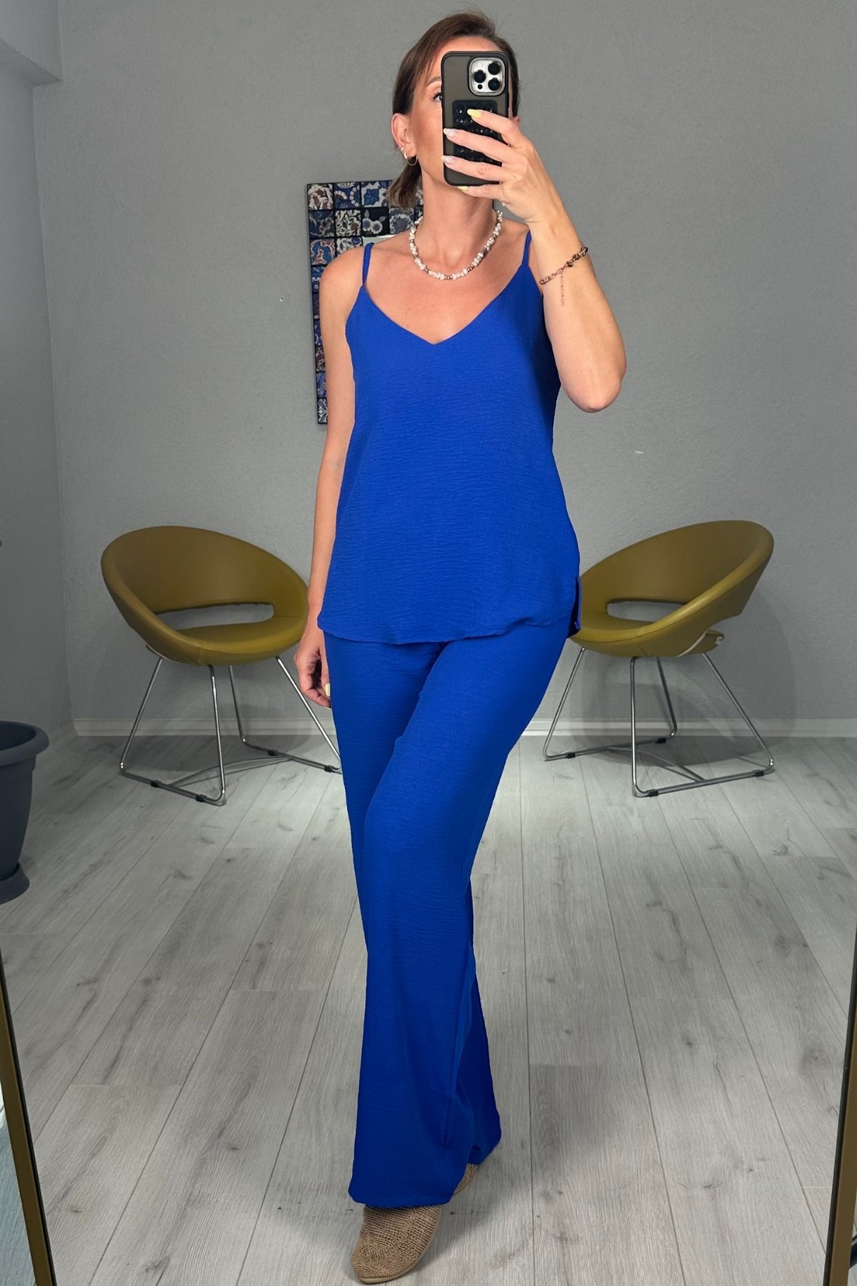 İp Askılı Ayrobin Takım - Saks Mavisi