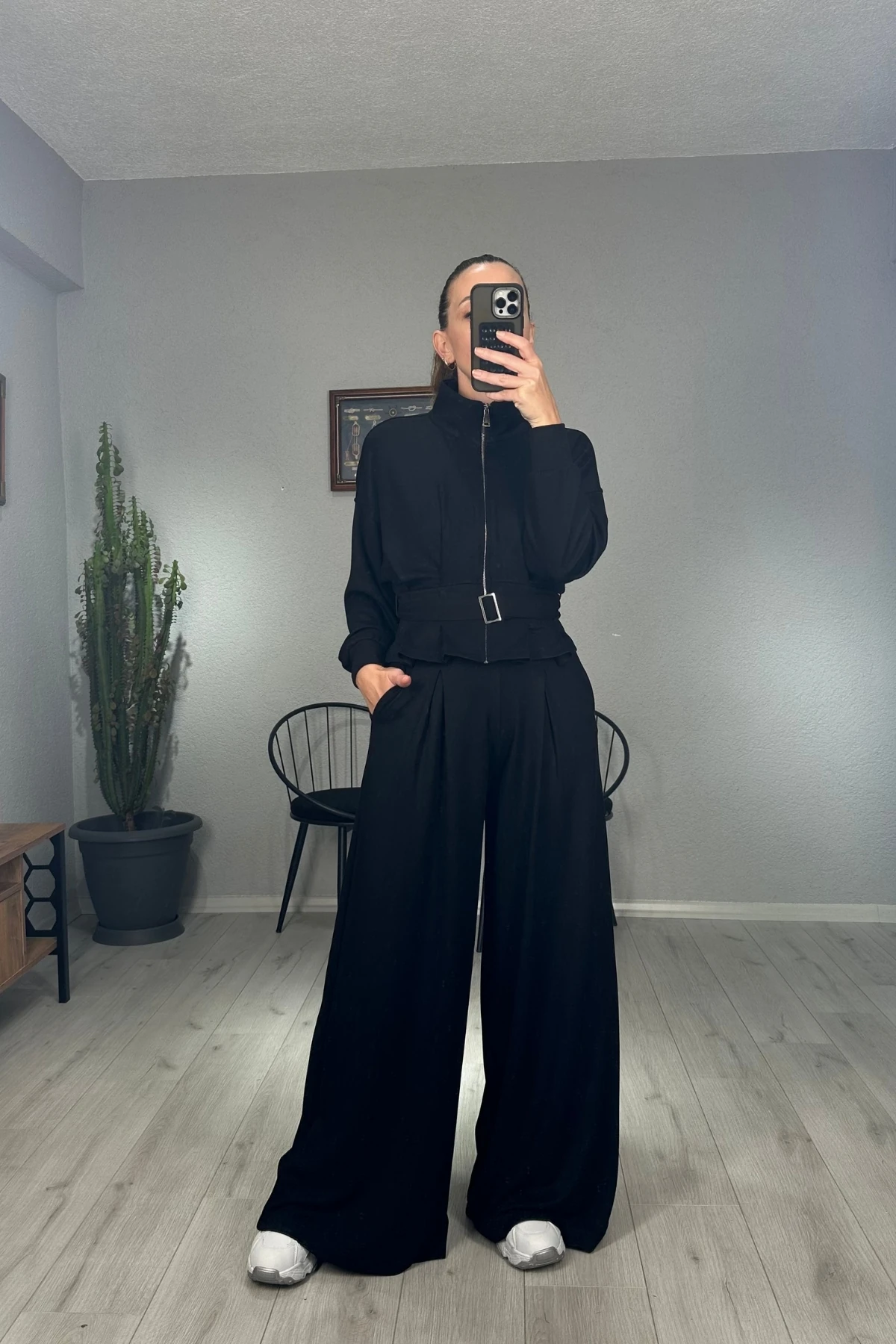 Modal Kemerli Ceketli Pantolon Takım 