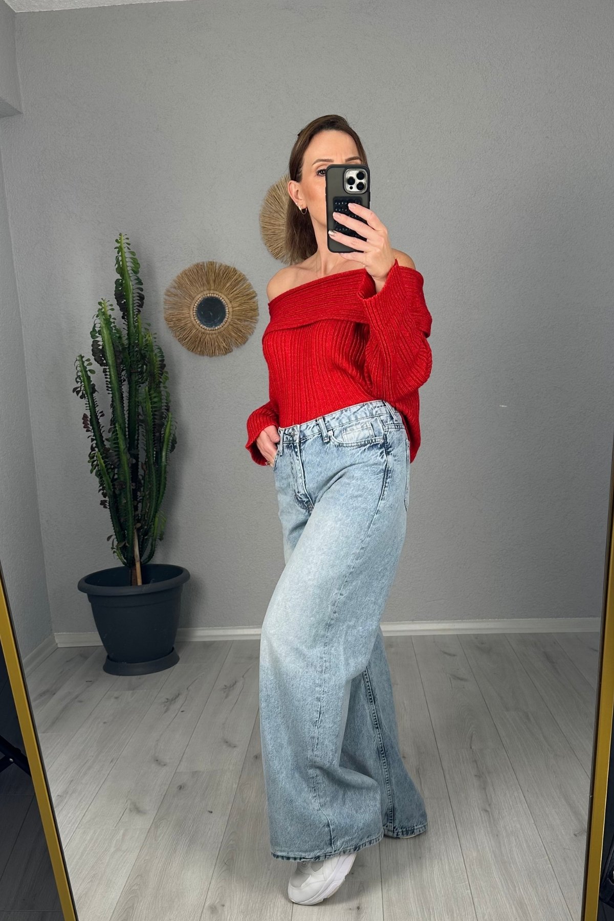 Baggy Bol Kesim Dikiş Detaylı Denim Jeans