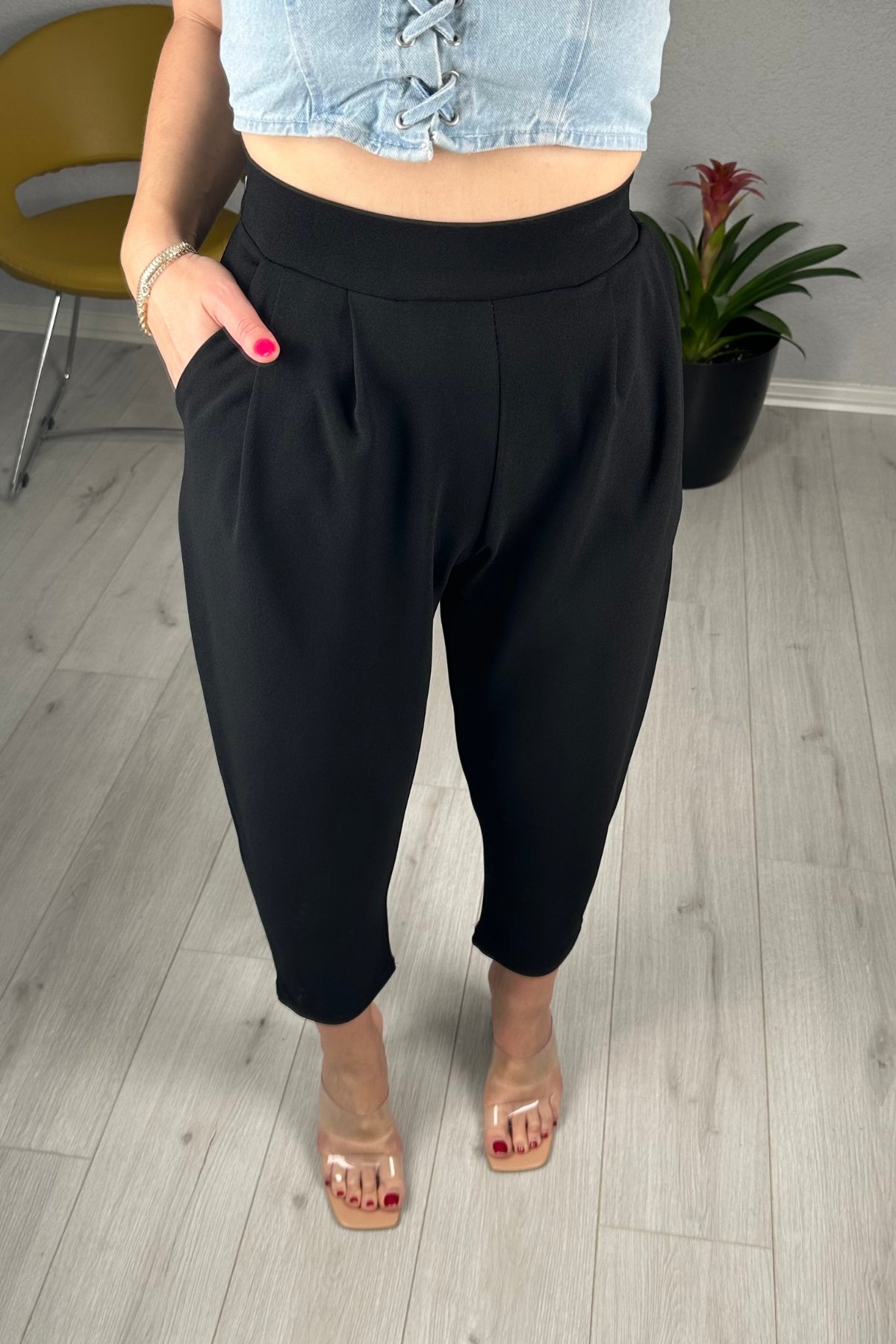 Harem Model Likralı Balon Pantolon