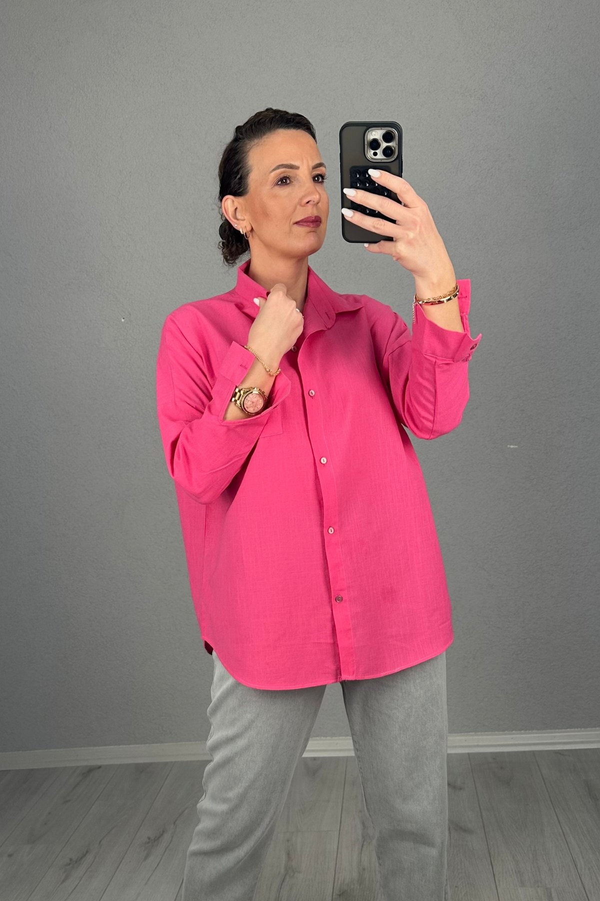 Vera Oversize Keten Gömlek 