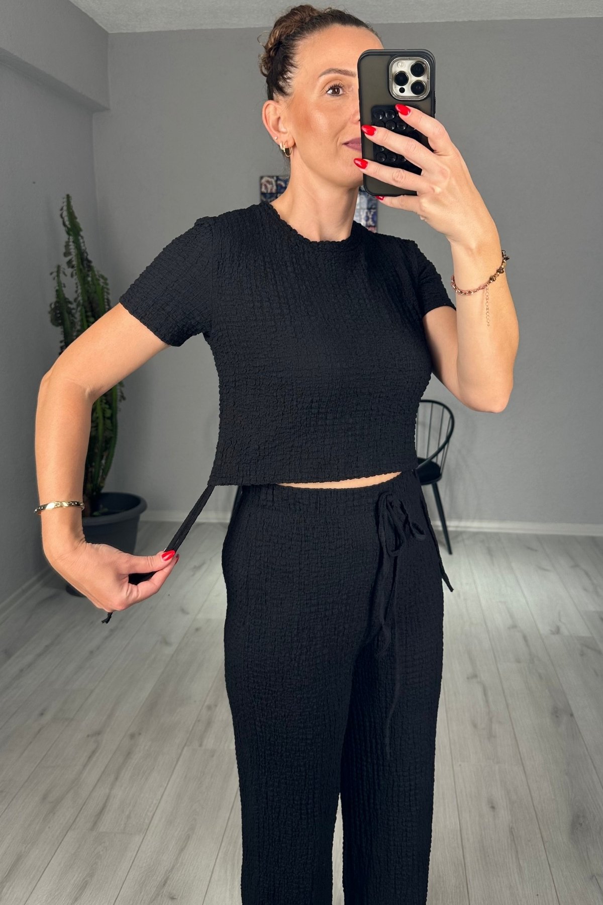 Bubble Crop Pantolon Takım