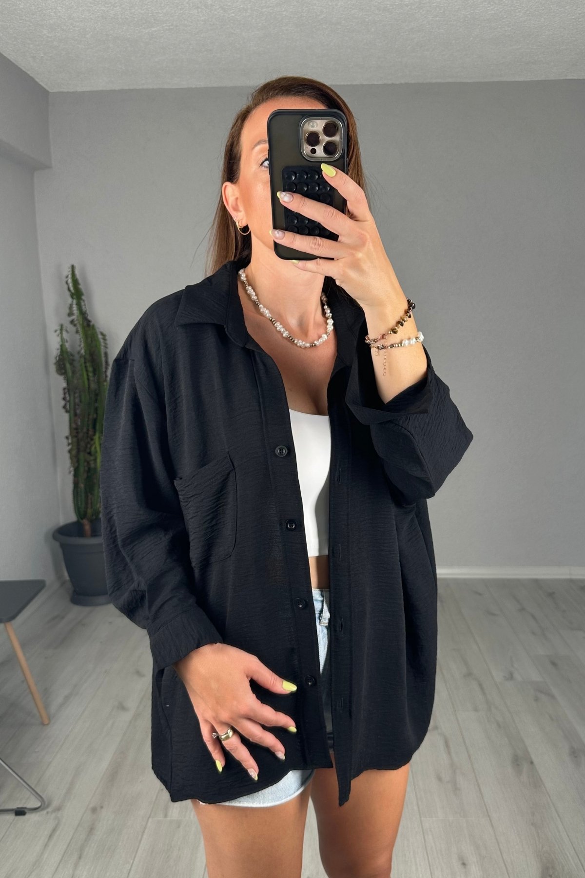 Ayrobin Oversize Cepli Gömlek