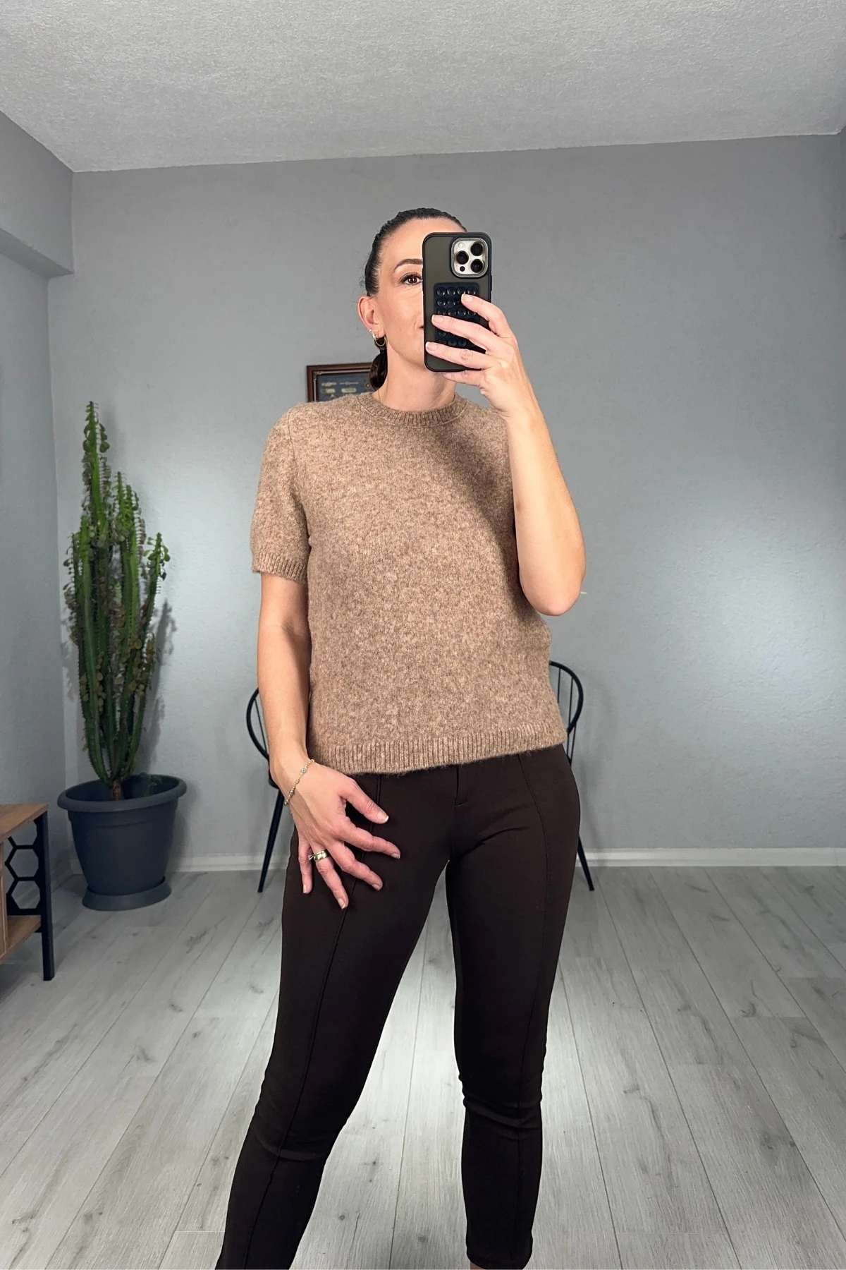 Massi Kısa Kol Crop Kazak 