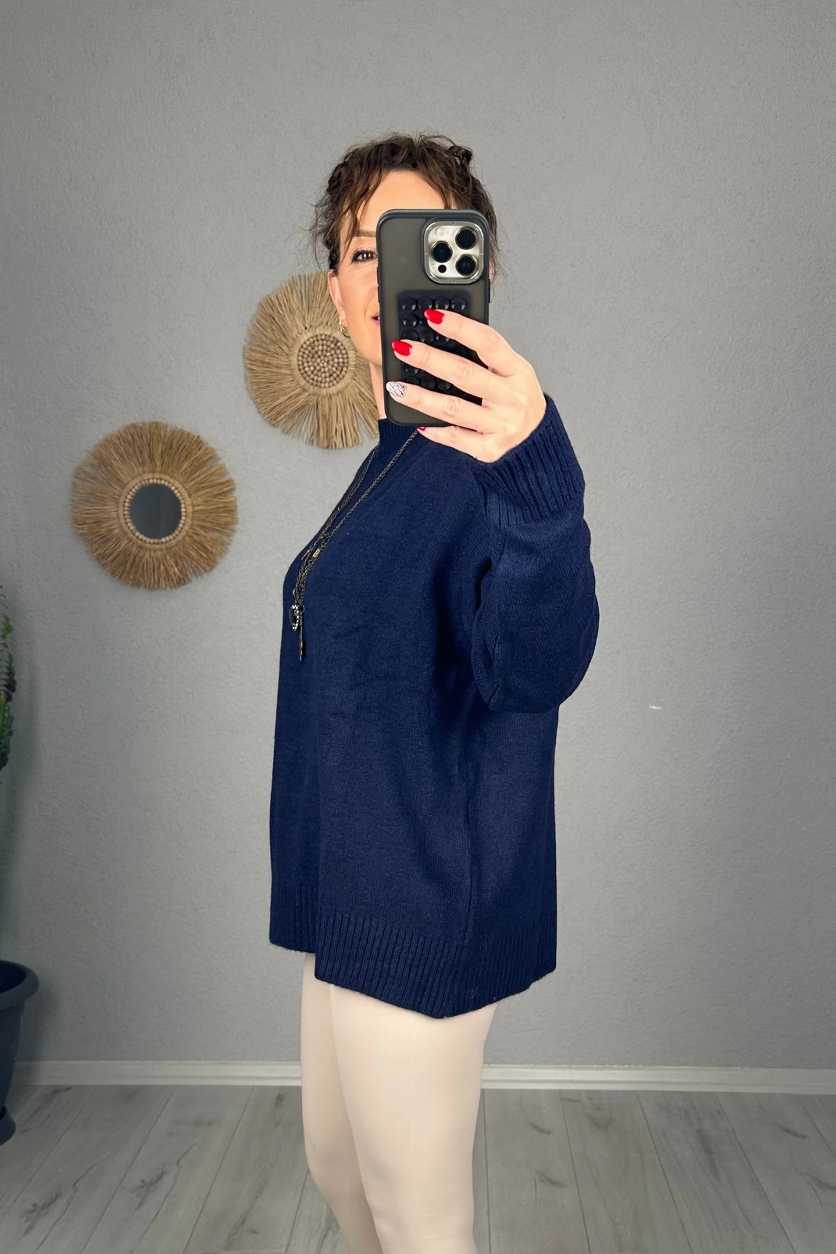 Oversize Bisiklet Yaka Triko Kazak