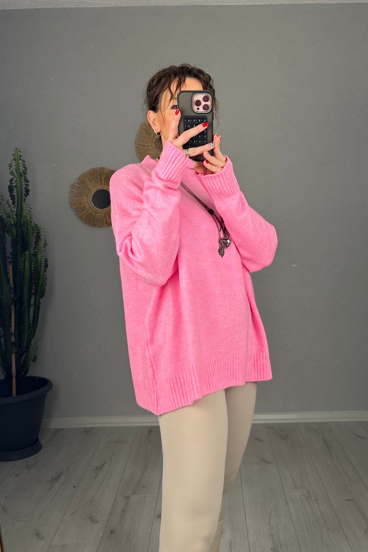 Oversize Bisiklet Yaka Triko Kazak